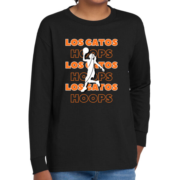 Los Gatos NJB Youth Heavy Cotton 100% Cotton Long Sleeve T Shirt - LG Hoops Girls Thumbnail