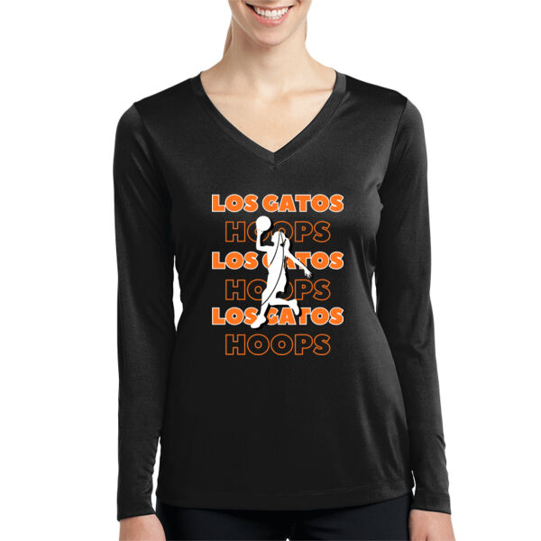 Los Gatos NJB Ladies Long Sleeve PosiCharge Competitor V Neck Tee - LG Hoops Girls Thumbnail