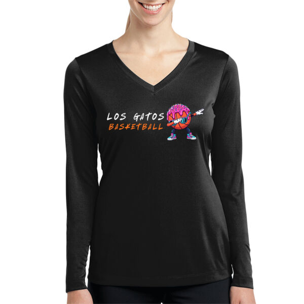 Los Gatos NJB Ladies Long Sleeve PosiCharge Competitor V Neck Tee - Ice Cream Thumbnail